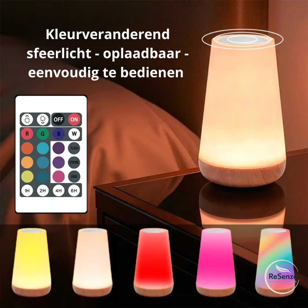Dimbare LED Tafellamp – Nachtkastje & Slaapkamer | Kleurenmodi, Touchbediening & Oplaadbaar via USB