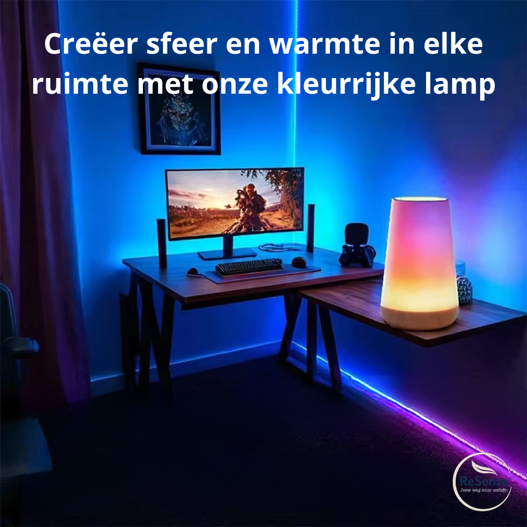 Dimbare LED Tafellamp – Nachtkastje & Slaapkamer | Kleurenmodi, Touchbediening & Oplaadbaar via USB