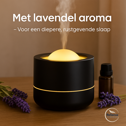 Luchtbevochtiger met sfeerlicht geschikt voor lavendelolie, ontspanning & betere slaap