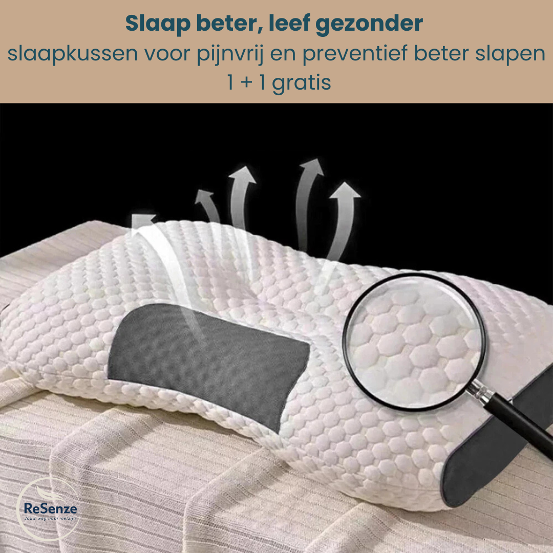 Slaap beter, leef gezonder slaapkussen voor pijnvrij en preventief beter slapen - 1 + 1 gratis