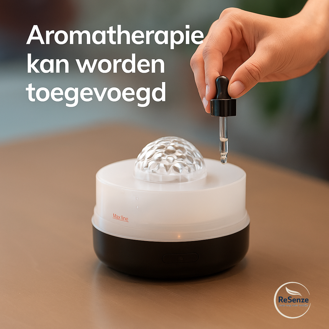 Luchtbevochtiger met sfeerlicht geschikt voor lavendelolie, ontspanning & betere slaap