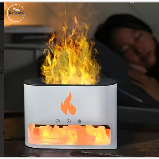 Nieuwe 3D Vlam Vuur Aroma Luchtbevochtiger  Himalaya Kristal Zout • Kleurrijk Nachtlampje • Aromatherapie Diffuser