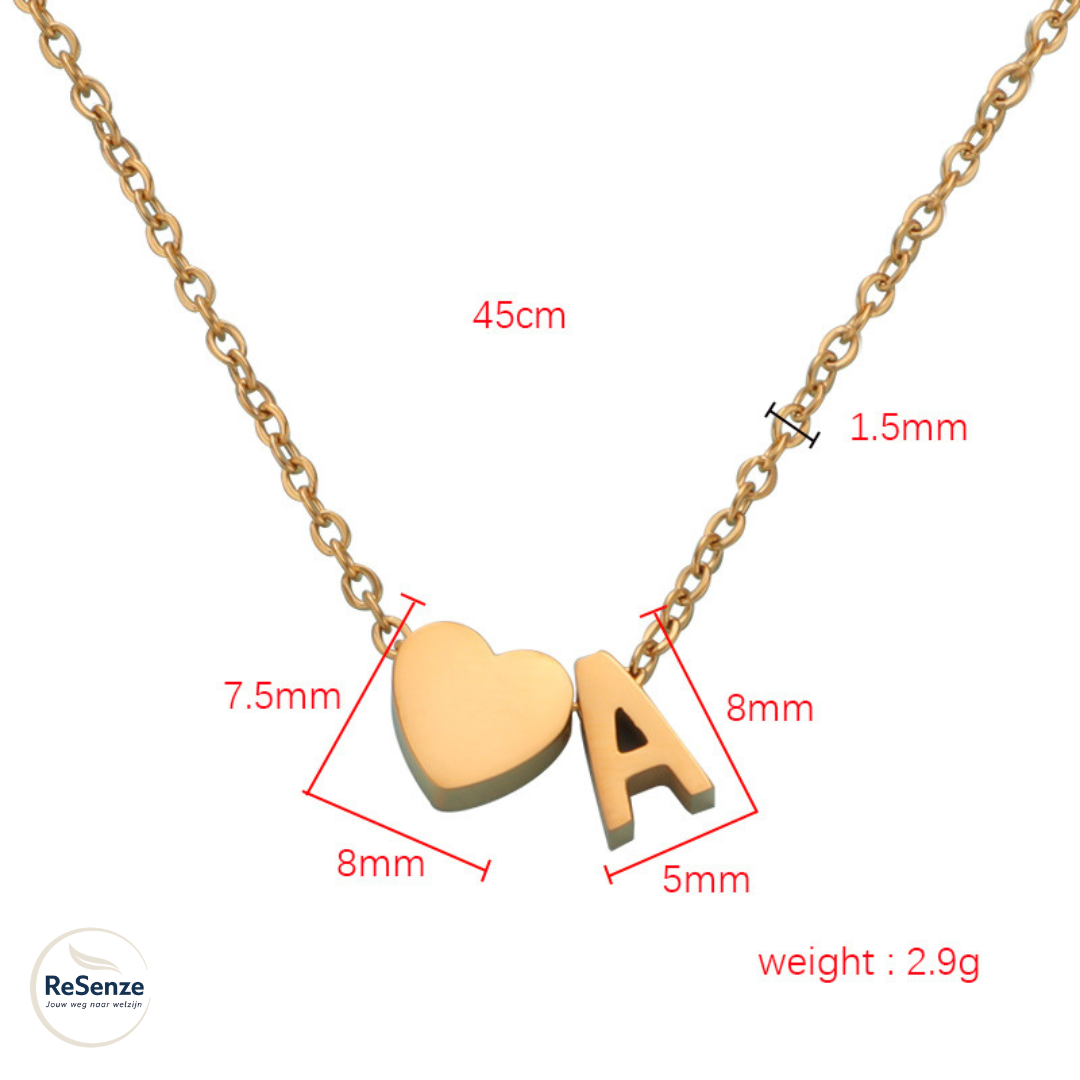 Hart & Letter Ketting Persoonlijk symbool