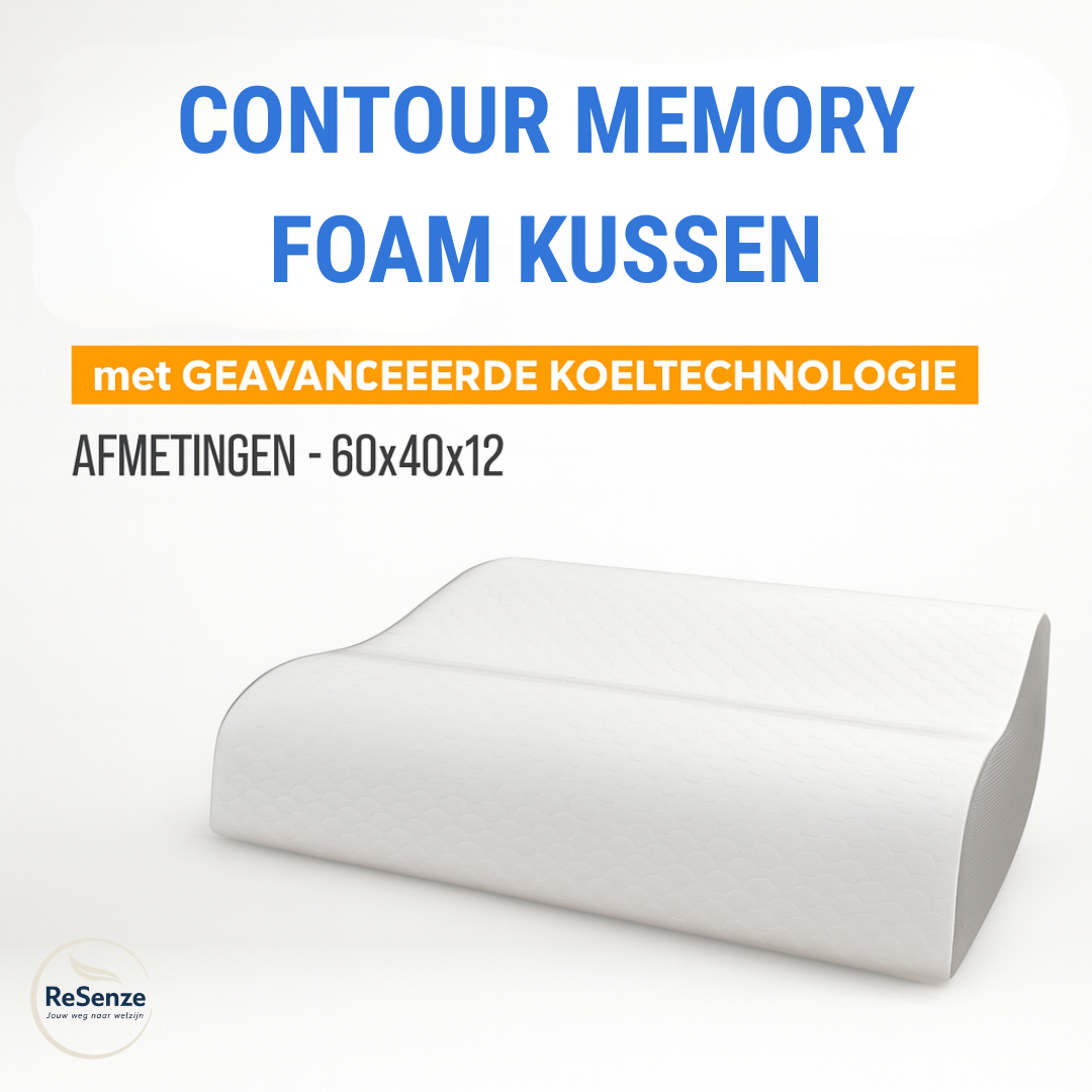 Voorkom Nekpijn Nog Voor Ze Begint – Slaap Elke Nacht in de Perfecte Houding met het Contour Memory Foam Kussen.